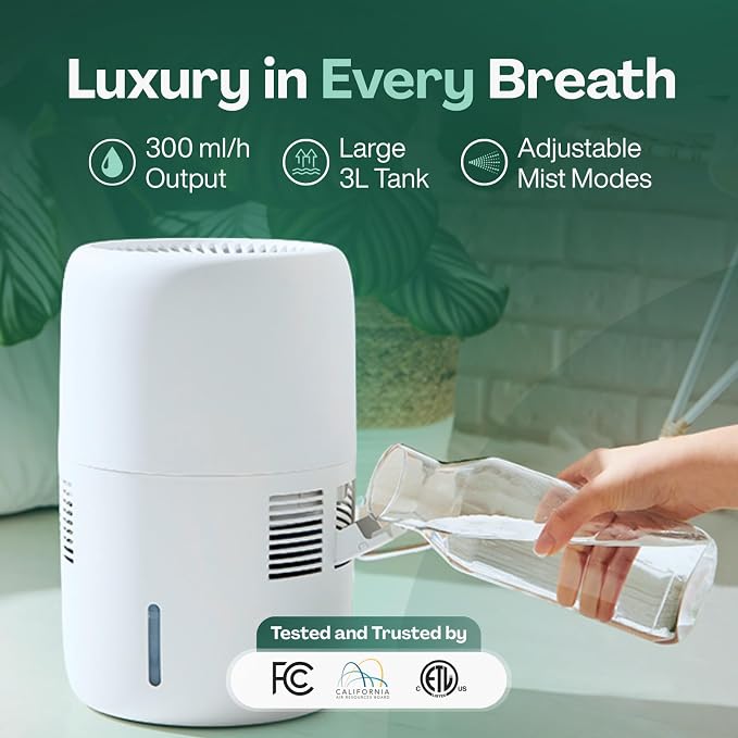 Smart Evaporative Humidifier with App Control & 3L Tank – Mist-Free, No White Dust – Quiet Operation for Better Sleep – Humea