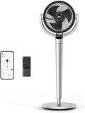 Smart Fan for Bedroom, 110ft Pedestal Fan with DC Motor, 150°+120° Omni-Directional Oscillation, Quiet Floor Fan with Smart