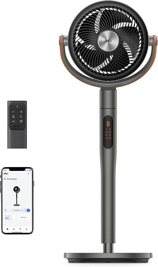 Smart Fan for Bedroom, 120°+105° Omni-directional Oscillating Standing Fans with Remote, 100ft Quiet Floor Fan for Room