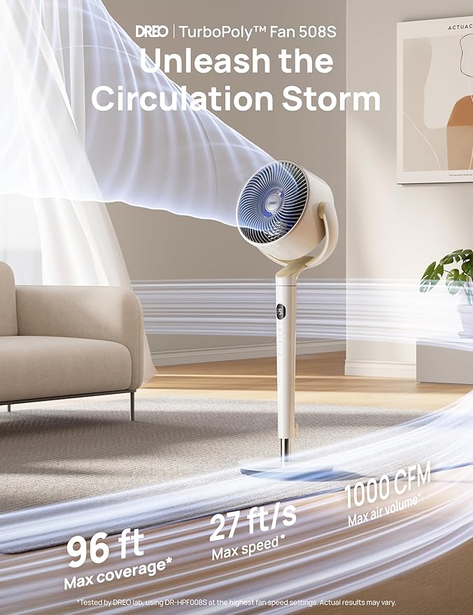 Smart Fan for Bedroom, 120° +120° Omni-Directional Oscillating Fans, 100ft Quiet Pedestal Fan with RGB Light, 9 Speeds, 6