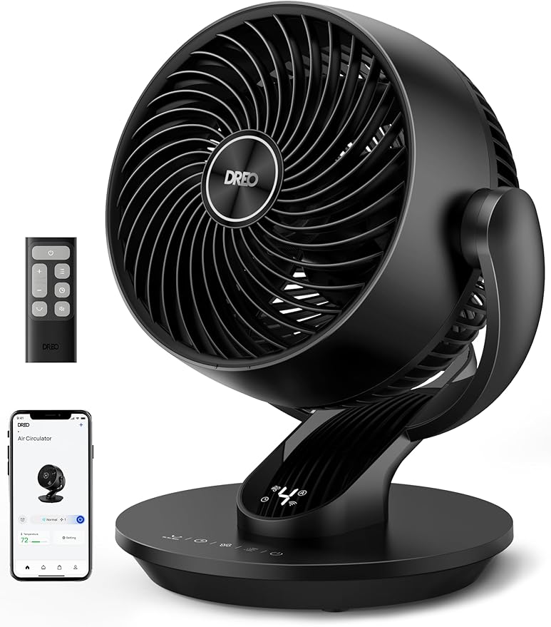 Smart Fan for Bedroom, 120° Vertical and 90° Oscillating Fan with Voice Control, 13 Inch Quiet Air Circulator for Whole Room