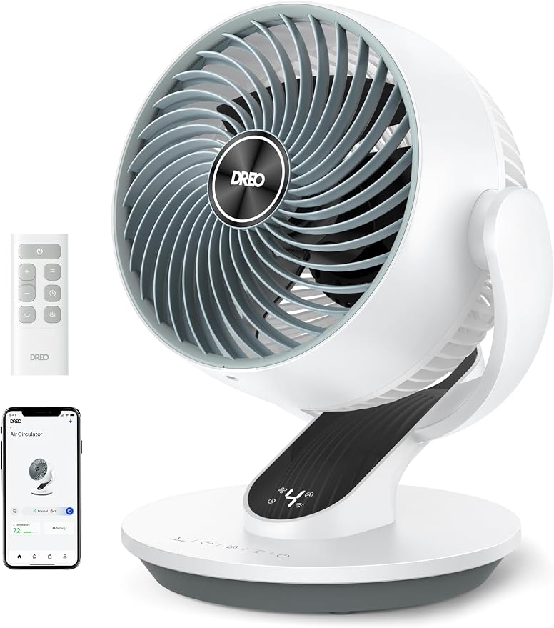 Smart Fan for Bedroom, 120° Vertical and 90° Oscillating Fan with Voice Control, 13 Inch Height Quiet Air Circulator for