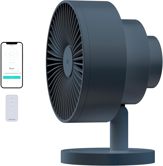 Smart Fan – Ultra-Quiet 2-in-1 Air Circulator with Remote – 5-Speed Compact Cooling Fan – Whisper-Quiet - App Compatible
