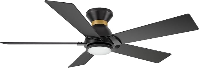 Smart Flush Mount Ceiling Fans with Lights 52”, 3 Light Colors Dimmable, 10 Speeds DC Ceiling Fan with Remote, Outdoor