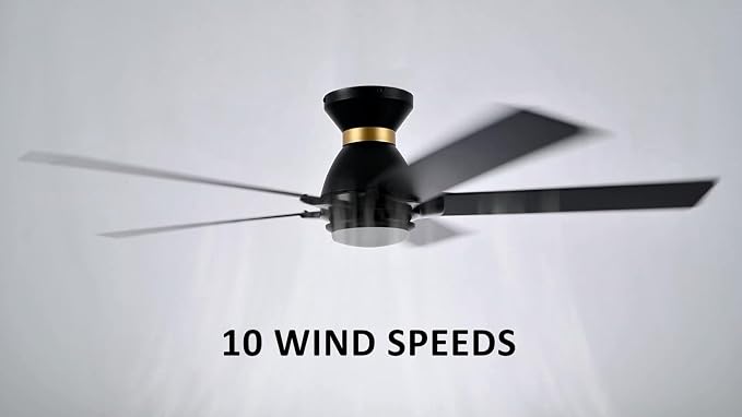 Smart Flush Mount Ceiling Fans with Lights 52”, 3 Light Colors Dimmable, 10 Speeds DC Ceiling Fan with Remote, Outdoor