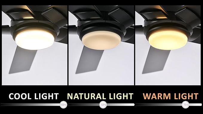 Smart Flush Mount Ceiling Fans with Lights 52”, 3 Light Colors Dimmable, 10 Speeds DC Ceiling Fan with Remote, Outdoor