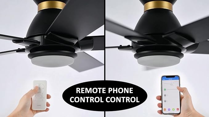 Smart Flush Mount Ceiling Fans with Lights 52”, 3 Light Colors Dimmable, 10 Speeds DC Ceiling Fan with Remote, Outdoor