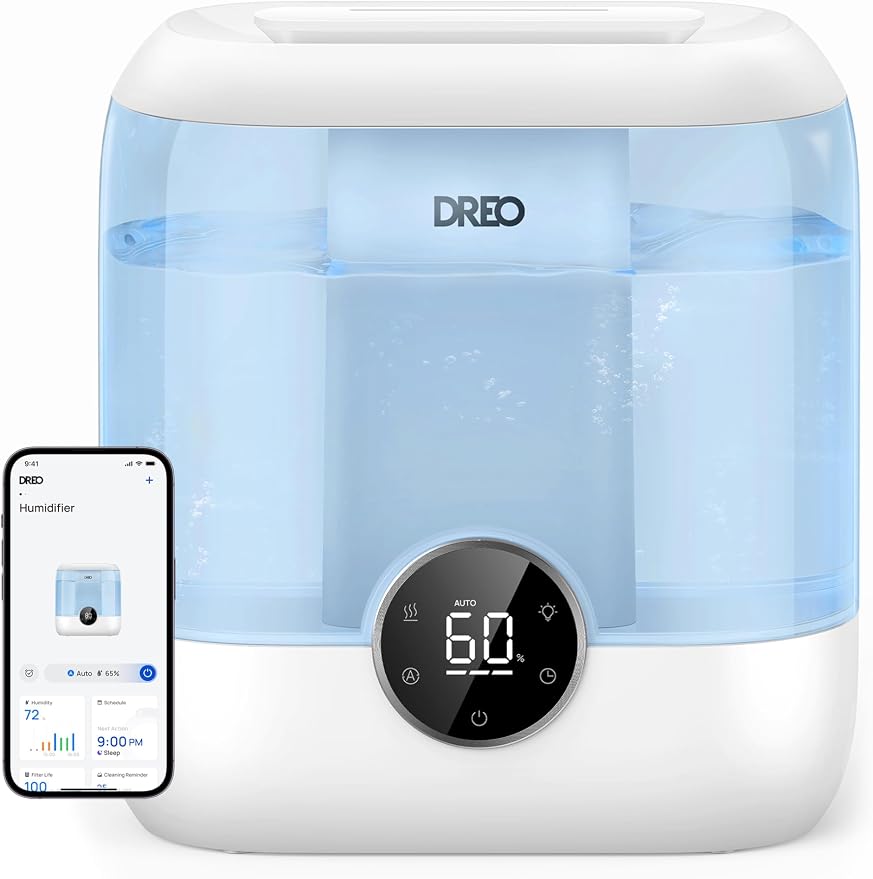 Smart Humidifiers for Bedroom, 6L Top Fill Supersized Cool Mist Humidifier for Large Room, 60 Hour Runtime, product image