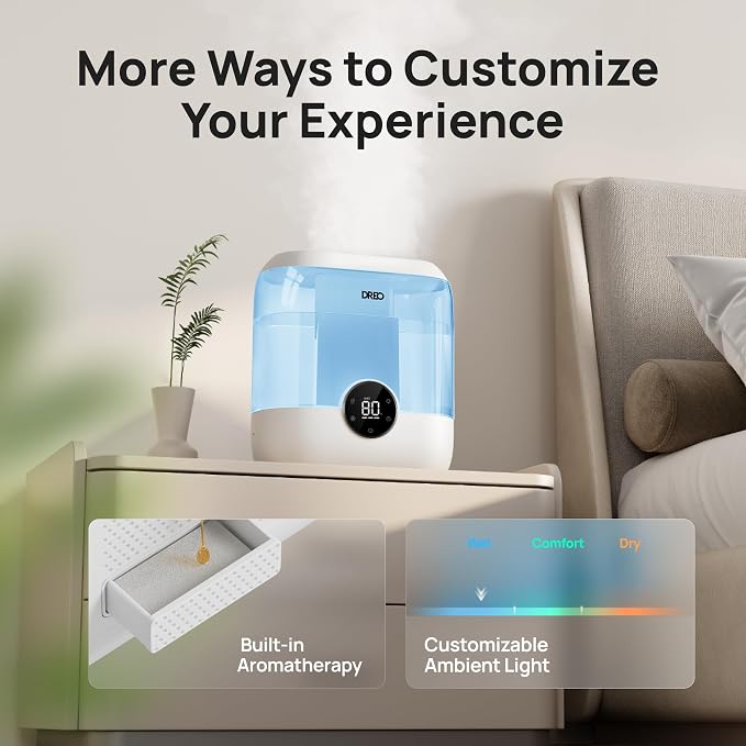 Smart Humidifiers for Bedroom, 6L Top Fill Supersized Cool Mist Humidifier for Large Room, 60 Hour Runtime, alternate product