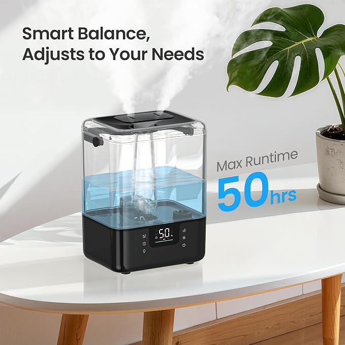 Smart Humidifiers for Bedroom Home, 6L Cool Mist Top Fill Humidifier Large Room with Essential Oil Diffuser, Touch/APP/Voice