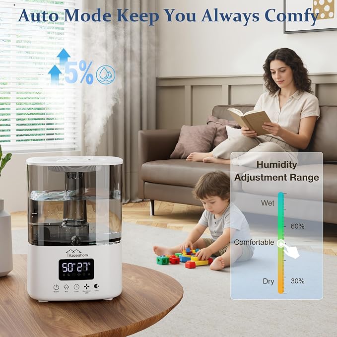 Smart Humidifiers for Bedroom, Top Fill 4L Cool Mist Air Humidifier for Large Room, Essential Oil Diffuser App Control