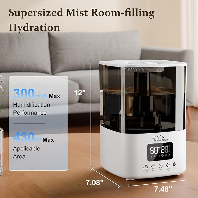 Smart Humidifiers for Bedroom, Top Fill 4L Cool Mist Air Humidifier for Large Room, Essential Oil Diffuser App Control