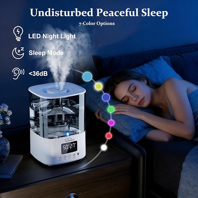 Smart Humidifiers for Bedroom, Top Fill 4L Cool Mist Air Humidifier for Large Room, Essential Oil Diffuser App Control