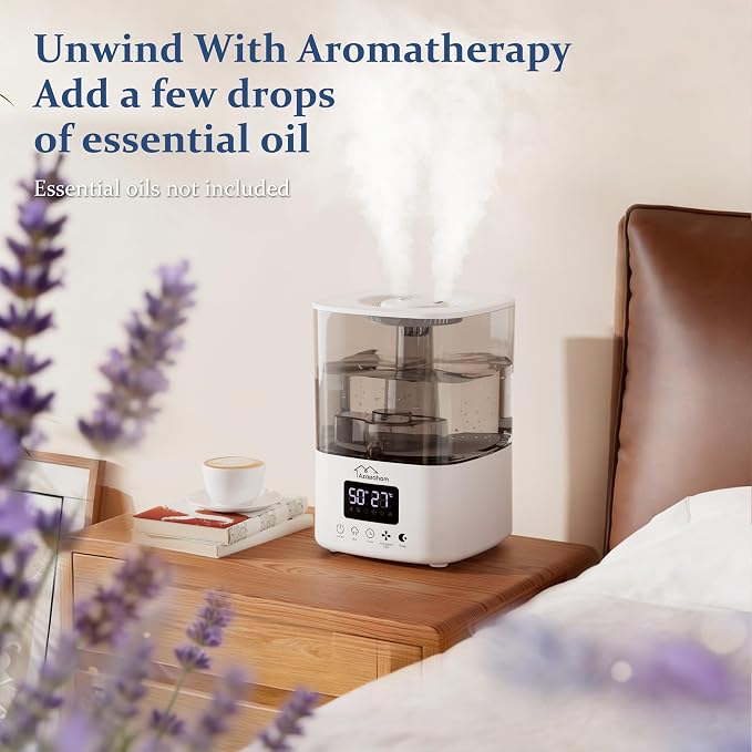 Smart Humidifiers for Bedroom, Top Fill 4L Cool Mist Air Humidifier for Large Room, Essential Oil Diffuser App Control