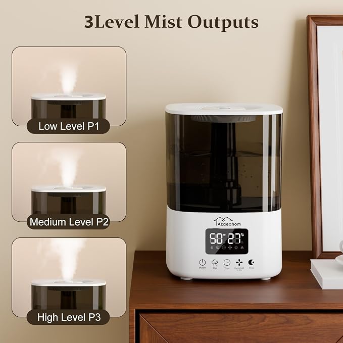 Smart Humidifiers for Bedroom, Top Fill 4L Cool Mist Air Humidifier for Large Room, Essential Oil Diffuser App Control