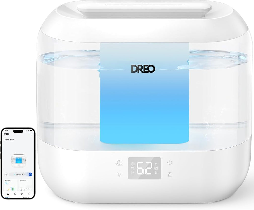 Smart Humidifiers for Bedroom, Top Fill 4L Supersized Humidifier Large Room with 28 dB, 36H Runtime, Touch/APP/Voice Control