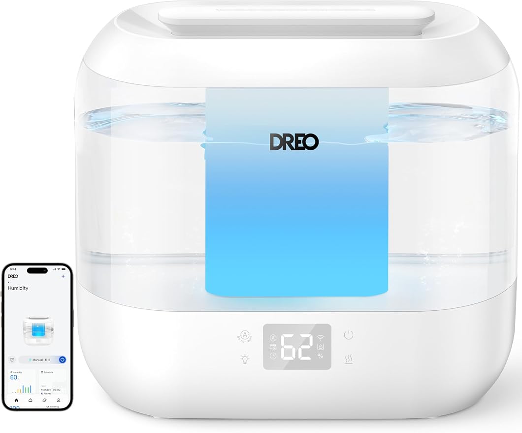 Smart Humidifiers for Bedroom, Top Fill 4L Supersized Humidifier Large Room with 28 dB, 36H Runtime, Touch/APP/Voice Control