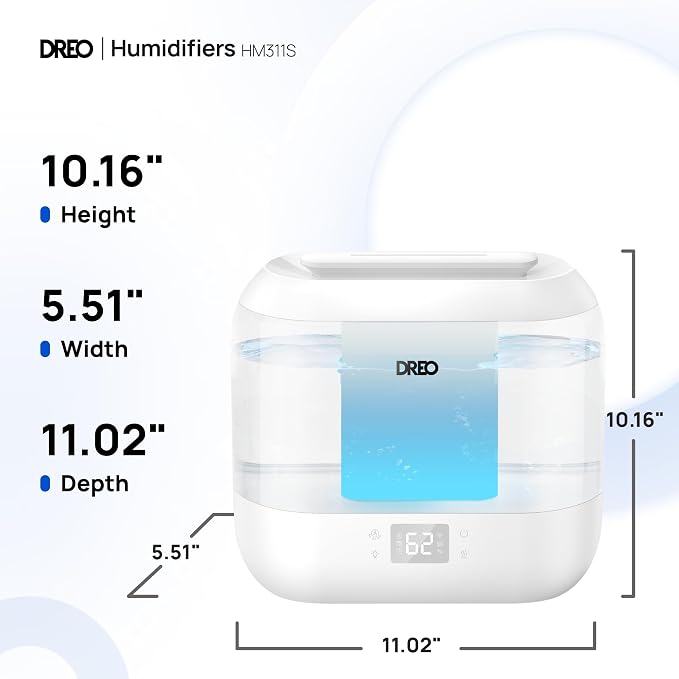 Smart Humidifiers for Bedroom, Top Fill 4L Supersized Humidifier Large Room with 28 dB, 36H Runtime, Touch/APP/Voice Control