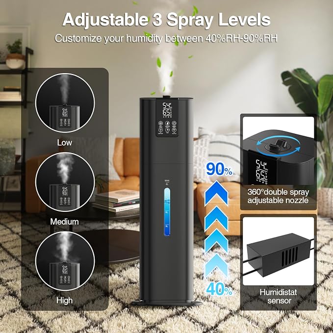 Smart Home, 2.11Gal(8L) Quiet Top Fill Cool Mist Humidifier, Smart App & Remote Control