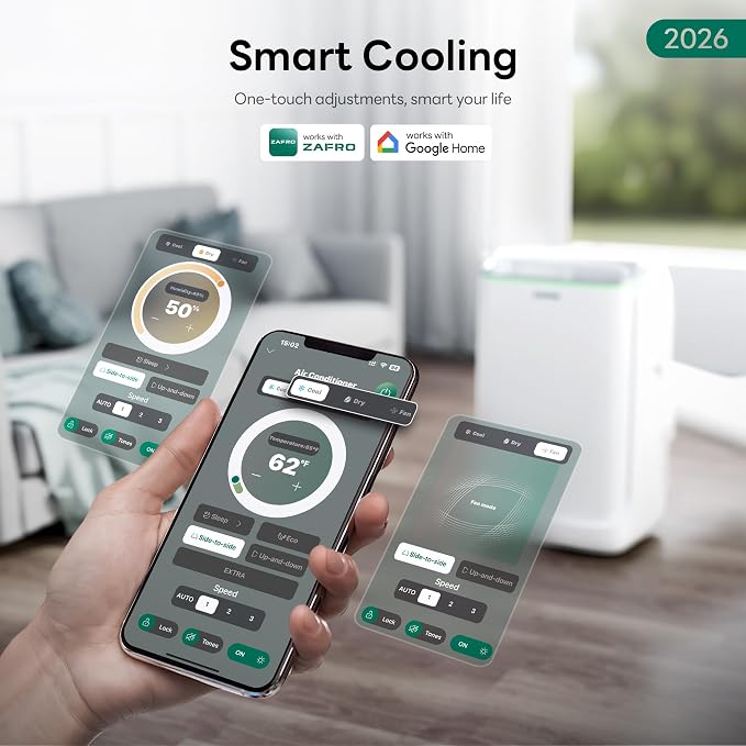 Smart Inverter Portable Air Conditioners, 14000 BTU (10000 BTU SACC) Dual Hose Portable AC Unit with Energy Saving/Ultra