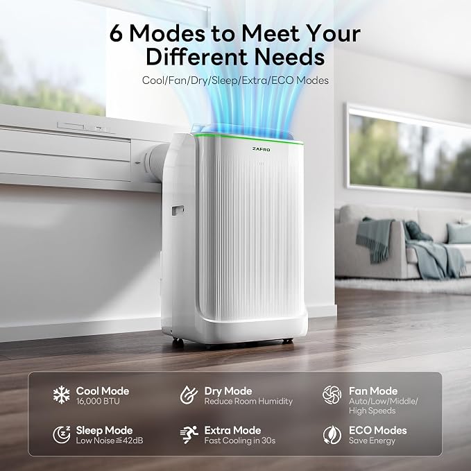 Smart Inverter Portable Air Conditioners, 16000 BTU (12000 BTU SACC) Dual Hose Portable AC Unit with Energy Saving/Ultra