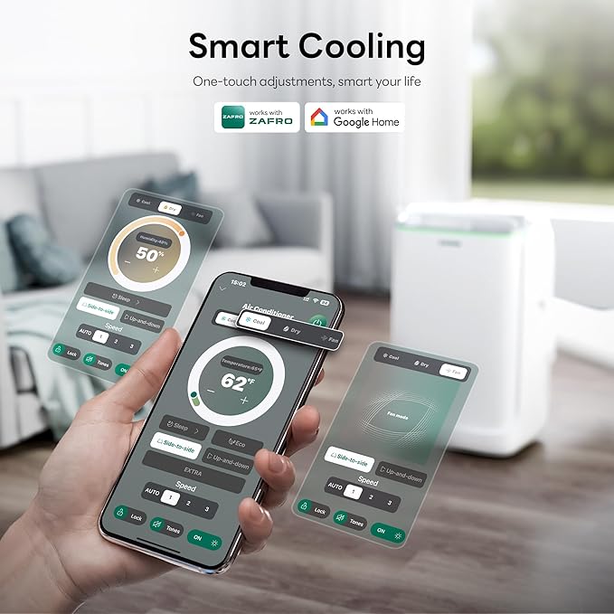 Smart Inverter Portable Air Conditioners, 16000 BTU (12000 BTU SACC) Dual Hose Portable AC Unit with Energy Saving/Ultra