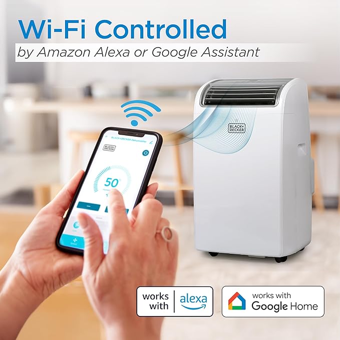 Smart Portable Air Conditioner, 12,000 BTU for Rooms up to 550 Sq. Ft., Smart Portable AC with Follow Me Remote and Window