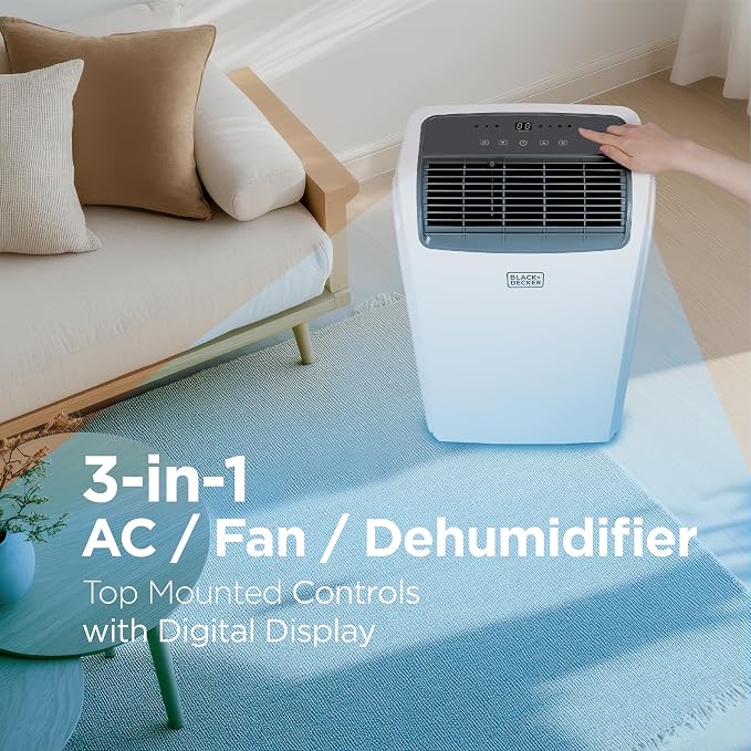 Smart Portable Air Conditioner, 12,000 BTU for Rooms up to 550 Sq. Ft., Smart Portable AC with Follow Me Remote and Window