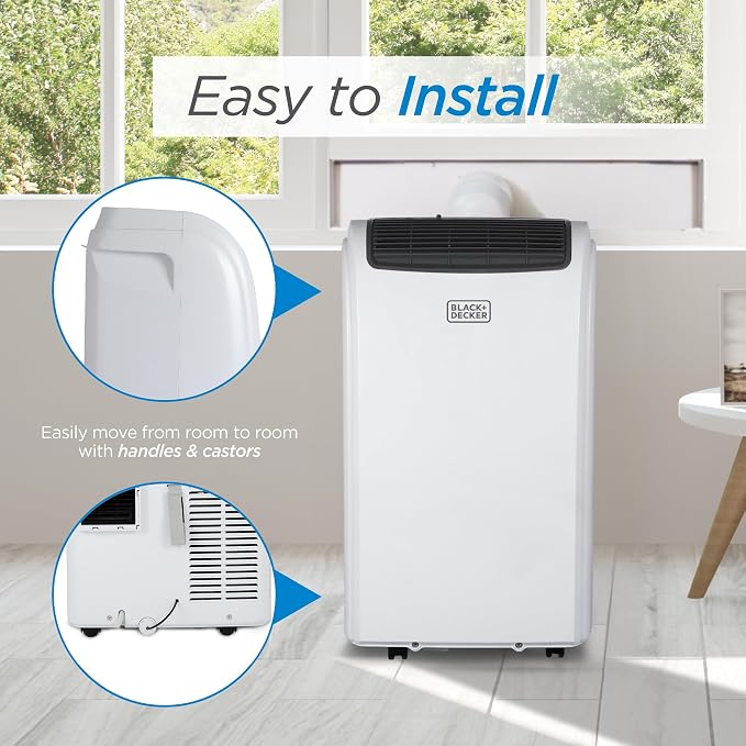 Smart Portable Air Conditioner, 12,000 BTU for Rooms up to 550 Sq. Ft., Smart Portable AC with Follow Me Remote and Window