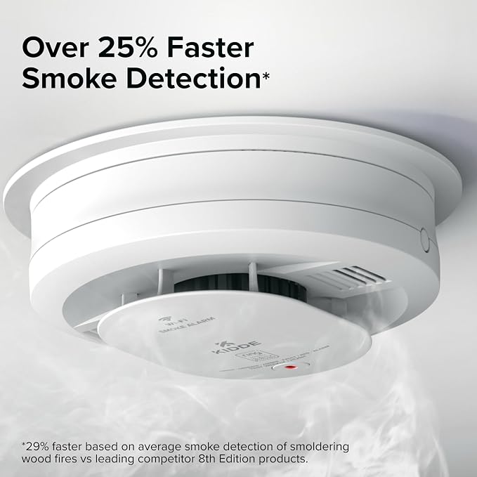 Smart Smoke and Carbon Monoxide Detector, Ring App Enabled for Real-Time Notifications, Hardwired Alarm, AA, alternate view 5