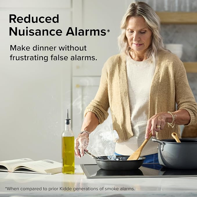 Smart Smoke and Carbon Monoxide Detector, Ring App Enabled for Real-Time Notifications, Hardwired Alarm, AA, alternate view 7