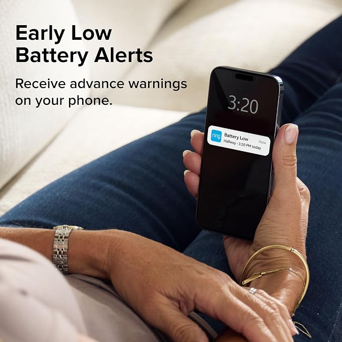 Smart Smoke and Carbon Monoxide Detector, Ring App Enabled for Real-Time Notifications, Hardwired Alarm, AA, alternate view
