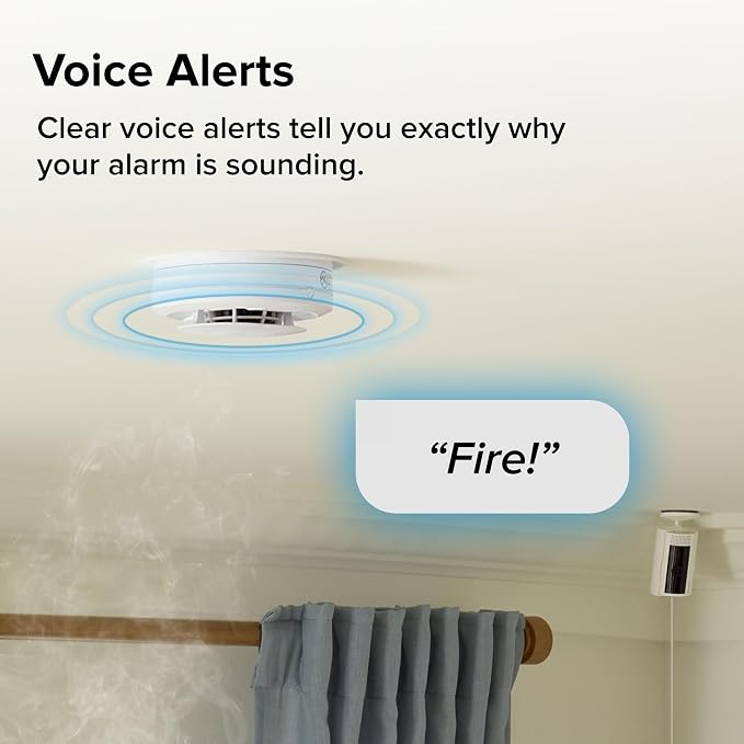 Smart Smoke and Carbon Monoxide Detector, Ring App Enabled for Real-Time Notifications, Hardwired Alarm, AA, alternate view