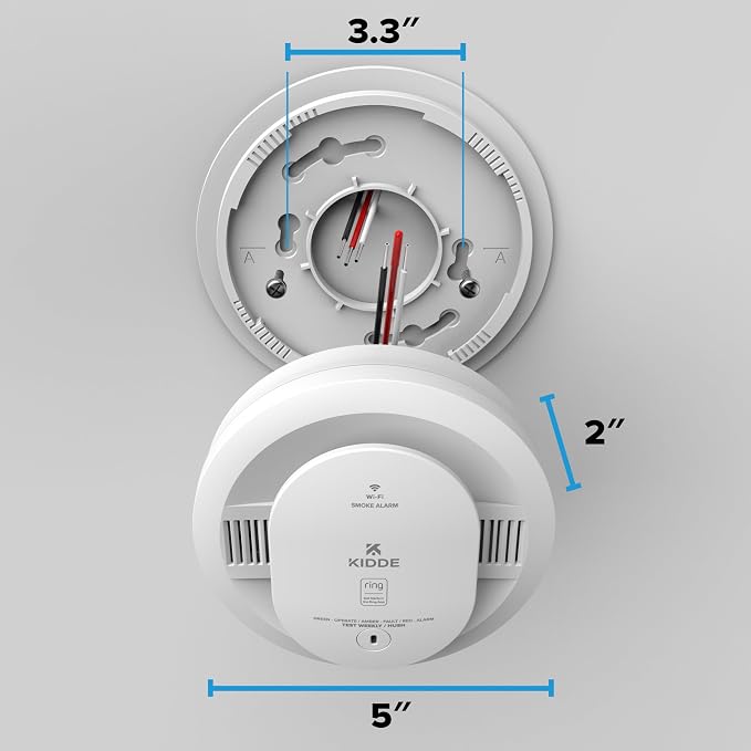 Smart Smoke and Carbon Monoxide Detector, Ring App Enabled for Real-Time Notifications, Hardwired Alarm, AA, alternate view