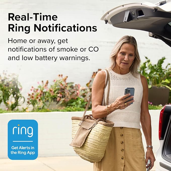 Smart Smoke and Carbon Monoxide Detector, Ring App Enabled for Real-Time Notifications, Wire-Free, alternate view 2