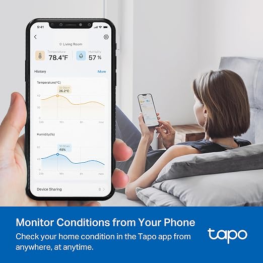Smart Temperature and Humidity Monitor, 2.7" E-Ink Display, Swiss-Made Sensor, Real-Time Notification, Visual Graphics, Hub