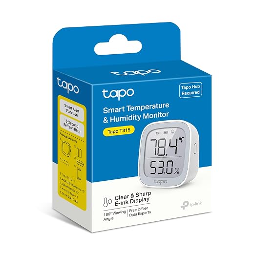 Smart Temperature and Humidity Monitor, 2.7" E-Ink Display, Swiss-Made Sensor, Real-Time Notification, Visual Graphics, Hub