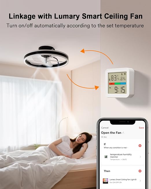 Smart Thermometer Hygrometer, WiFi & Bluetooth Indoor Temperature Humidity Sensor with App Alert, Led Display, Free Data
