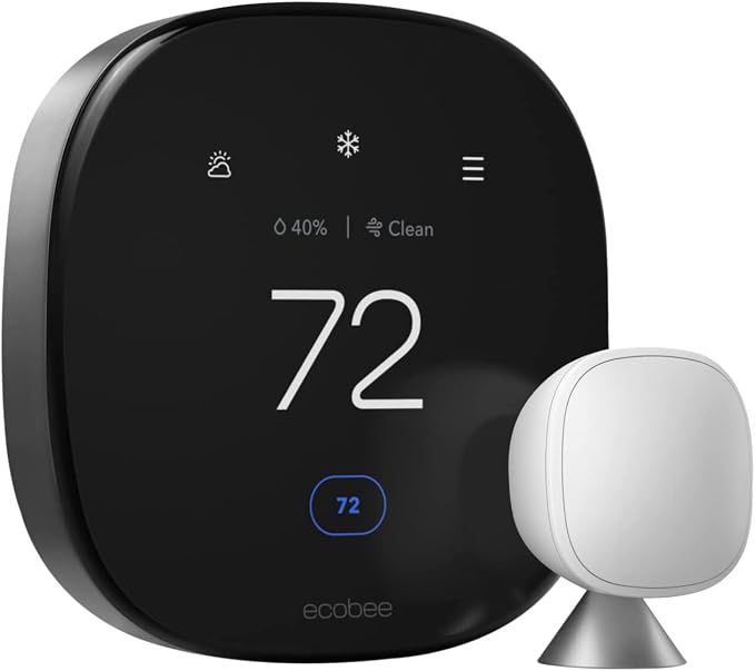 Smart Thermostat Premium with Siri & Alexa & Built in Air Quality Monitor & Smart Sensor (Renewed), Black, product image