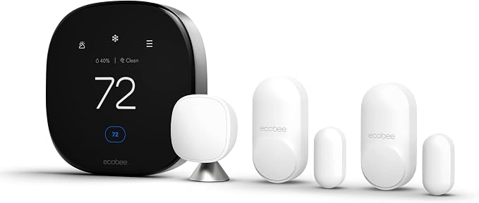 Smart Thermostat Premium with Siri and Alexa and Built in Air Quality Monitor and Smart Sensor with SmartSensor for Doors and