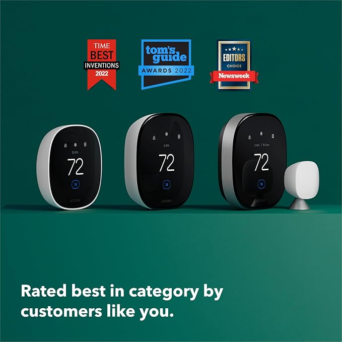 Smart Thermostat Premium with Smart Sensor and Air Quality Monitor - Programmable Wifi Thermostat - Works with Siri, Alexa