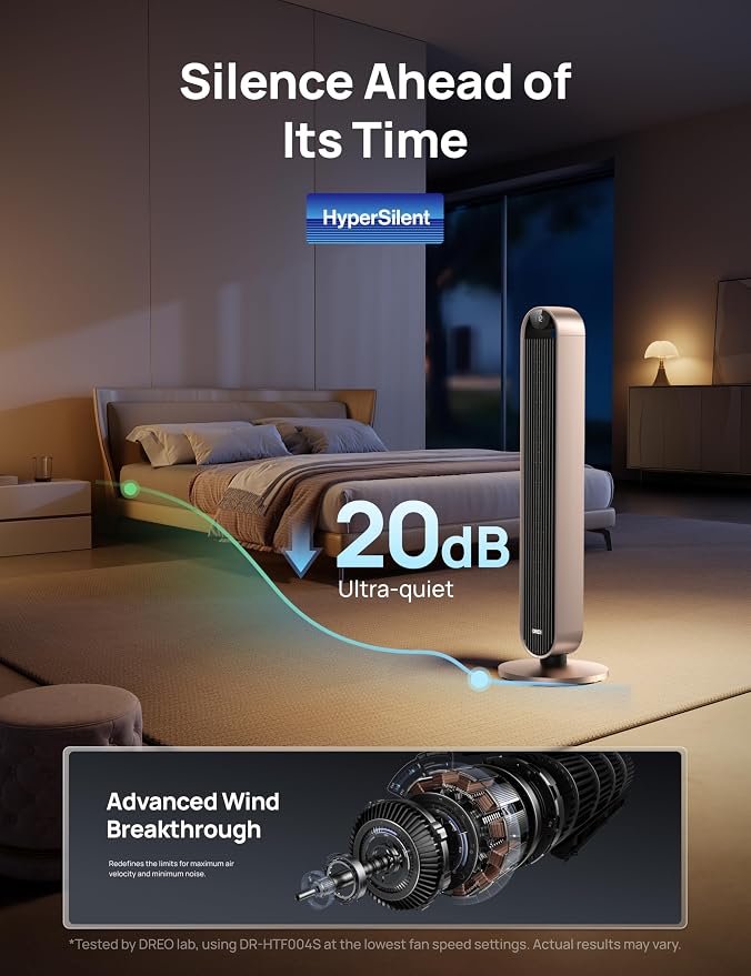 Smart Tower Fan Voice Control, 120° Oscillating Fan Works with Alexa/Google/App/Remote, 42 Inch, 20dB Quiet DC Bladeless Fan