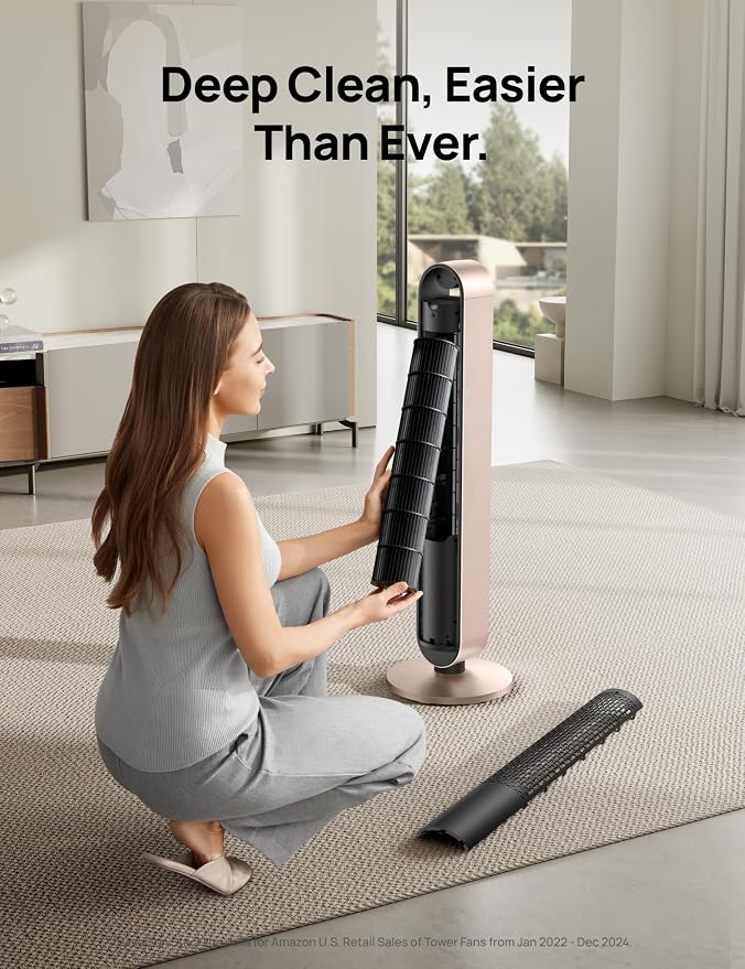 Smart Tower Fan Voice Control, 120° Oscillating Fan Works with Alexa/Google/App/Remote, 42 Inch, 20dB Quiet DC Bladeless Fan