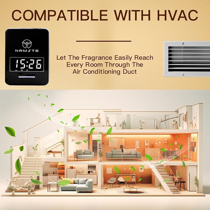 Smart Waterless Diffuser HVAC Scent Machine with Clock & Bluetooth Control 3000 Sq.Ft, alternate product view 5