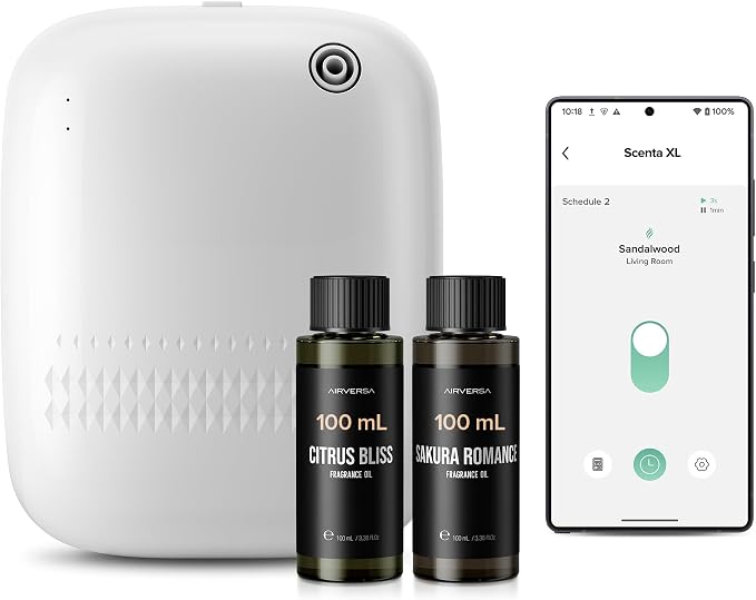 Smart Waterless Essential Oil Diffuser (400 mL Capacity) Starter Kit with 200mL Fragrance Scent Oils, product image