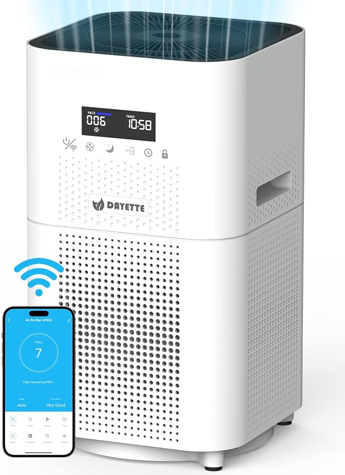 Smart WIFI Air Purifiers for Home Large Room Up to 3000 Sq Ft, APP & Alexa Control Air Cleaner, product image