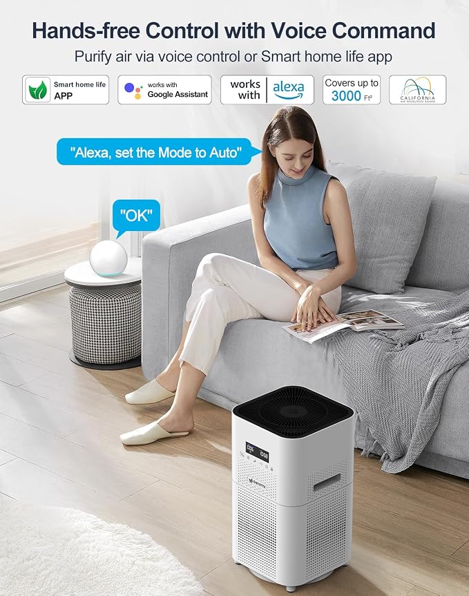 Smart WIFI Air Purifiers for Home Large Room Up to 3000 Sq Ft, APP & Alexa Control Air Cleaner, alternate product view 3