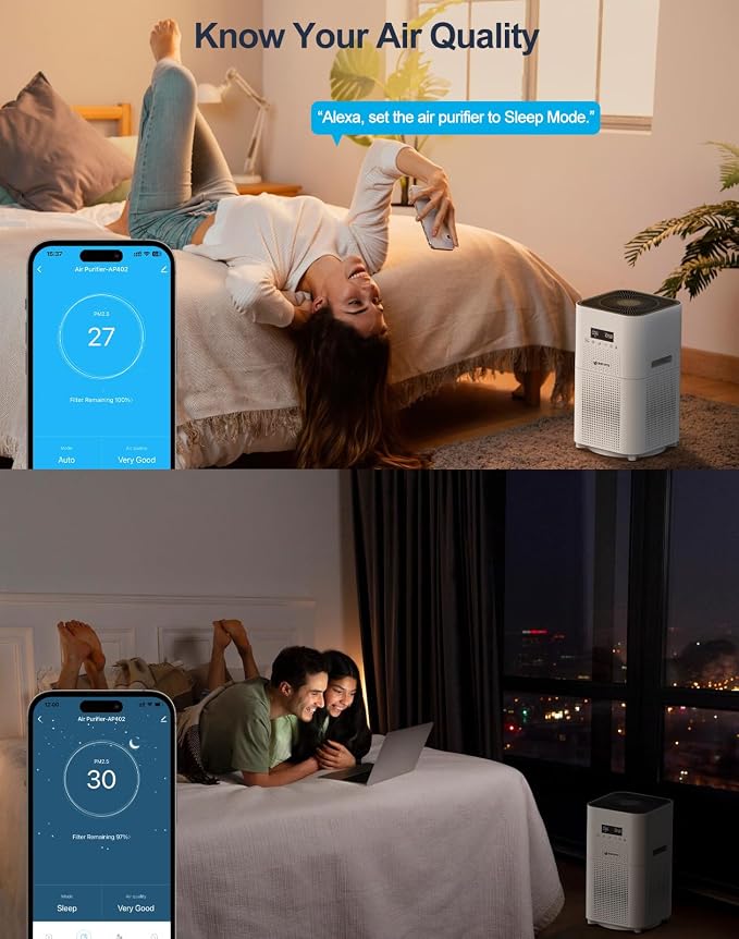 Smart WIFI Air Purifiers for Home Large Room Up to 3000 Sq Ft, APP & Alexa Control Air Cleaner, alternate product view 4