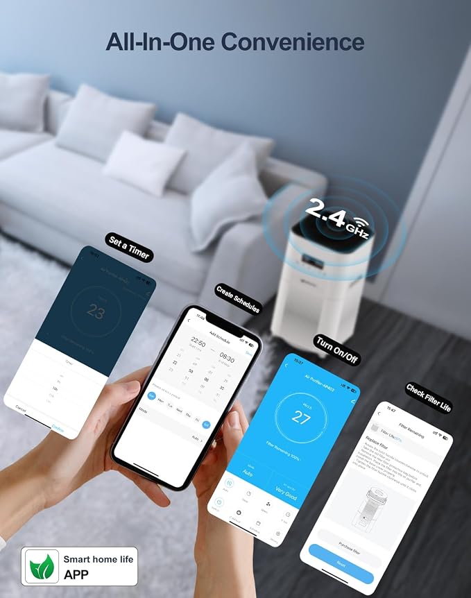 Smart WIFI Air Purifiers for Home Large Room Up to 3000 Sq Ft, APP & Alexa Control Air Cleaner, alternate product view 5