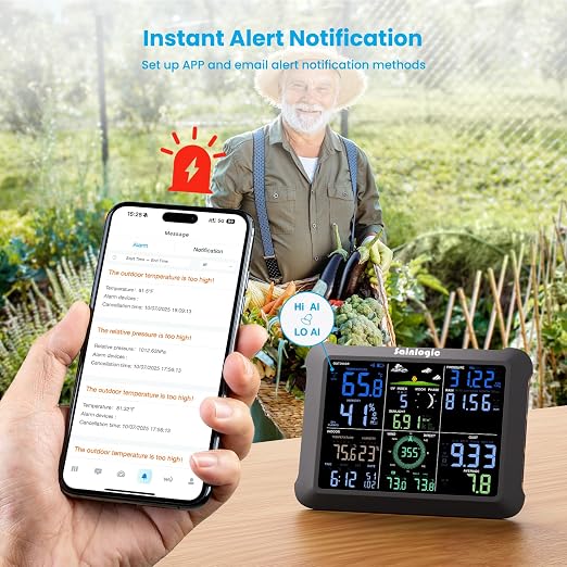 Smart WiFi Weather Station with 24H/7Days Accurate Weather Forecast by Weatherseed® AI, 8.5" Large Display,UV,Sun Light,Rain